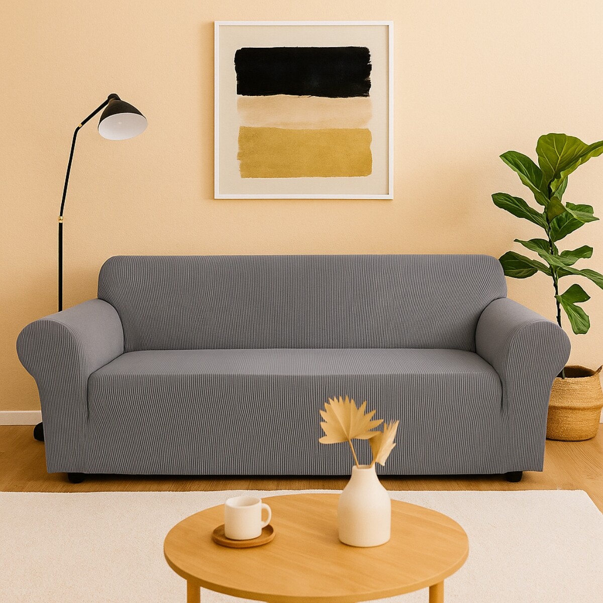 Funda cubre sofá elástica 3 cuerpos - GRIS 