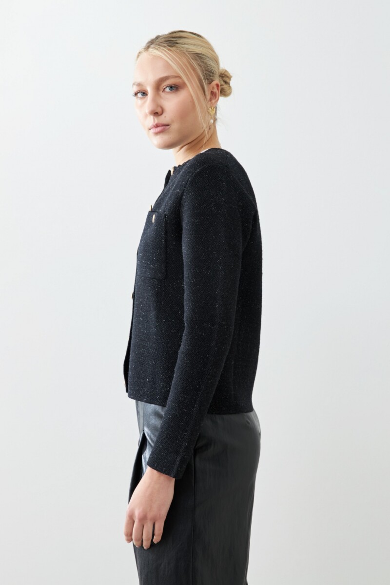 Chaqueta tejida con bolsillos negro