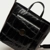 Shopper The Circle En Cuero Graneado Big Croco Negro