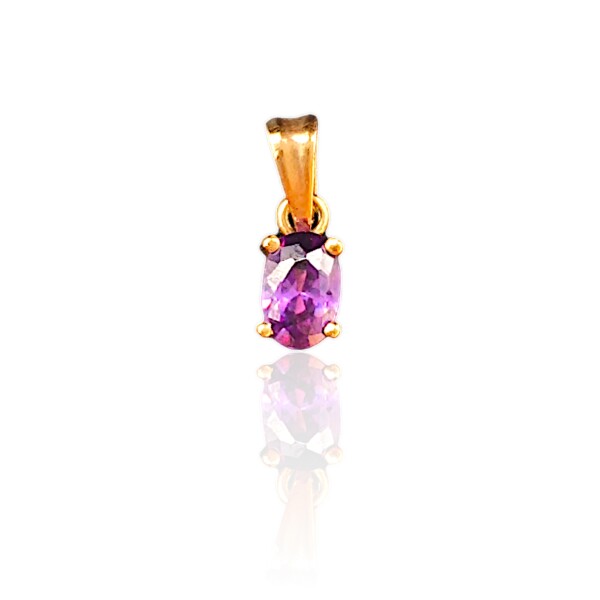 Dije Oval-Oro bajo-Piedra Amatista-CP8510 Conpiedra