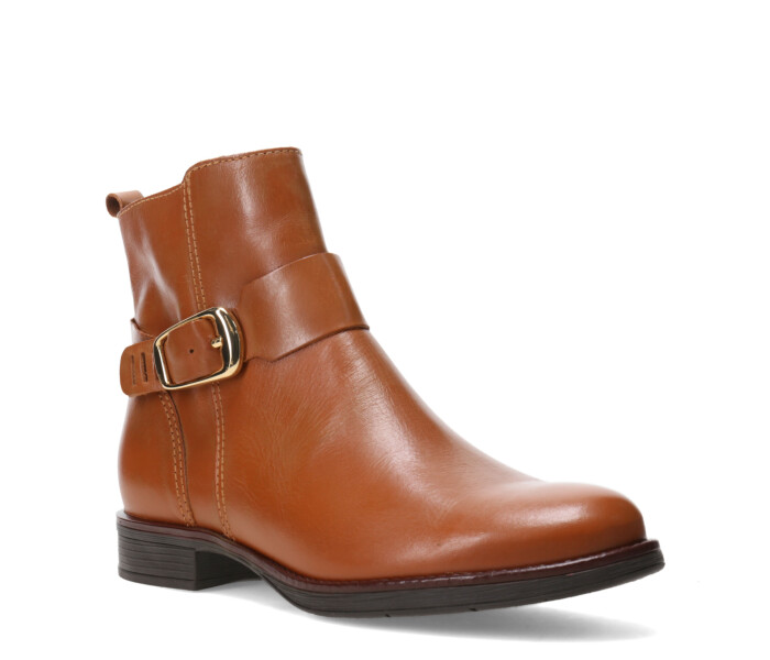 Botas de Mujer Bottero Caña Baja de Cuero Marrón Caramelo