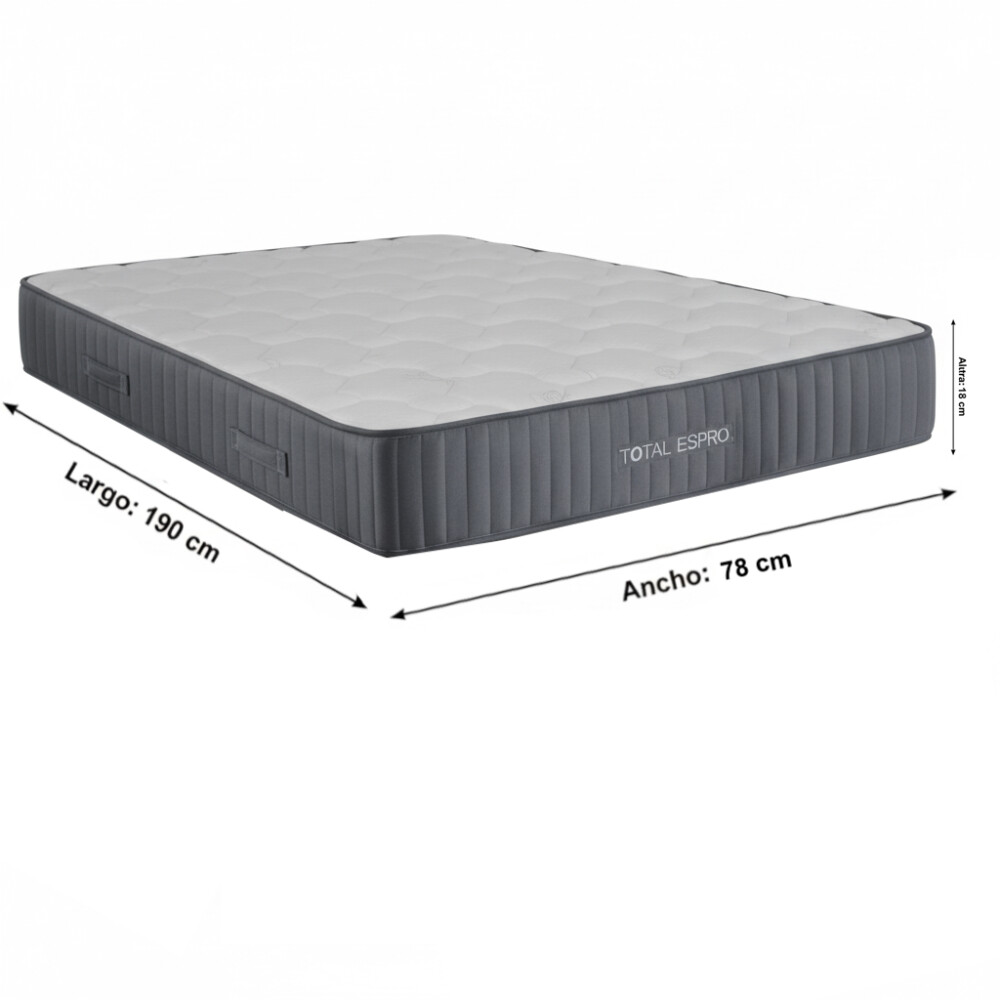 COLCHÓN UNA PLAZA 78CM REVERSIBLE ANTIÁCAROS ESPUMA - ALTURA 18 CM COLCHÓN UNA PLAZA 78CM REVERSIBLE ANTIÁCAROS ESPUMA - ALTURA 18 CM