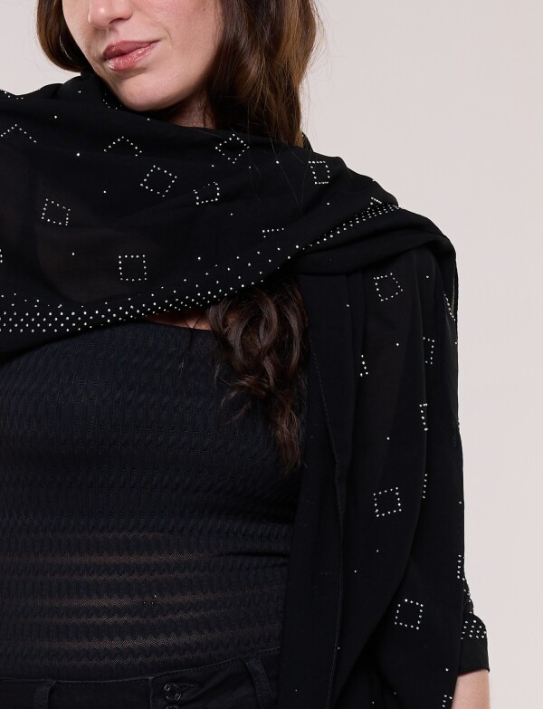 Pashmina Noche Con Apliques De Strass NEGRO/PLATEADO