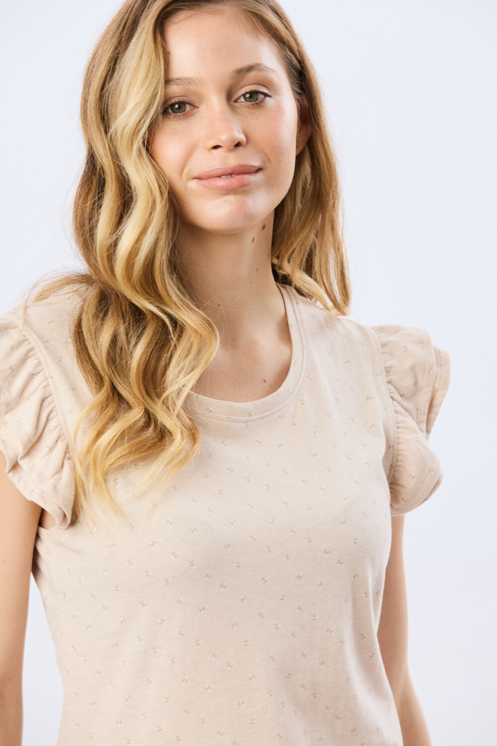 REMERA ESTAMPADA DE ALGODÓN Beige