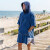 Bata Poncho Velour Estampadas 100 x 90 cm RAYAS AZUL/CELESTE