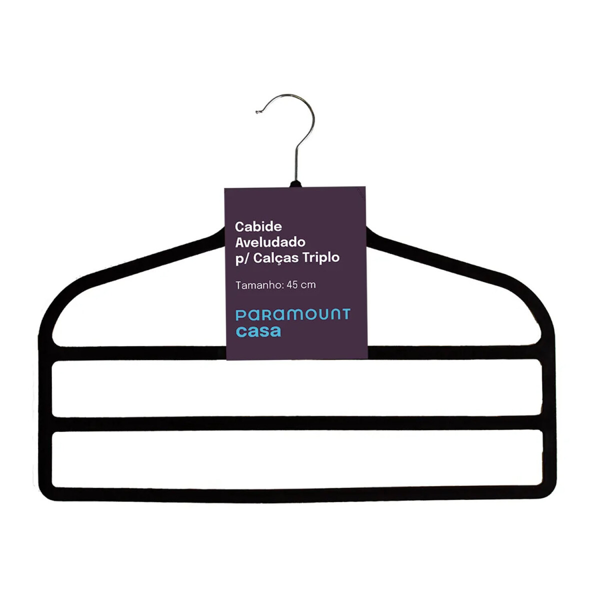 Percha Triple Nivel Afelpada 45cm Paramount Ropa Pantalones - Negro 
