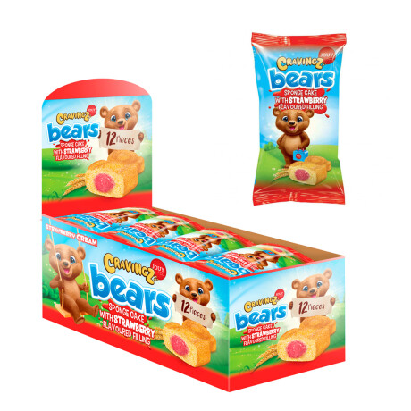 TORTA MINI OSO CRAVINGZ BEARS FRUTILLA 40GRS DISPLAY x12 UNIDADES TORTA MINI OSO CRAVINGZ BEARS FRUTILLA 40GRS DISPLAY x12 UNIDADES