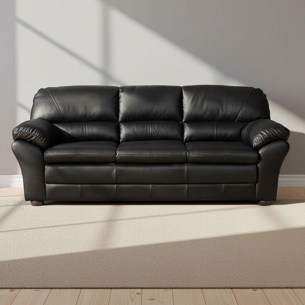 SILLÓN 3 CUERPOS CUERO NEGRO FLORENCIA