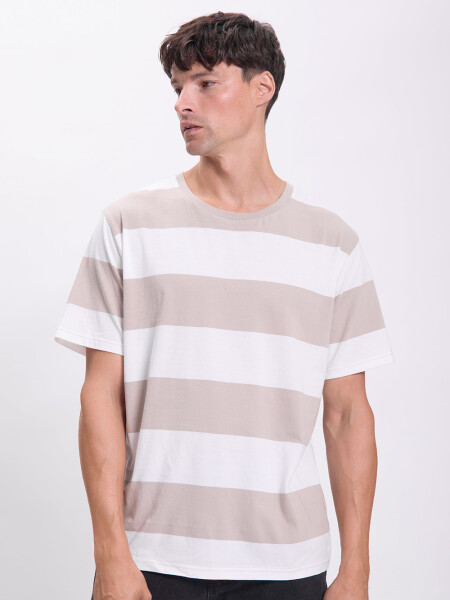 Remera rayas Beige
