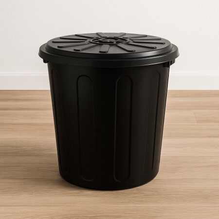 PAPELERA TACHO BASURA 34 LITROS NEGRO NEGRO