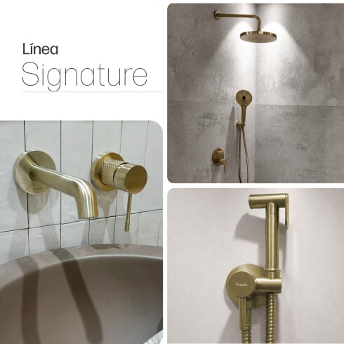JUEGO DE GRIFERIA SIGNATURE BRUSHED GOLD CON DUCHA HIGIENICA DORADO-BRUSHED GOLD