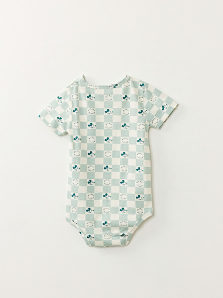 Body manga corta Damero Mickey Beige