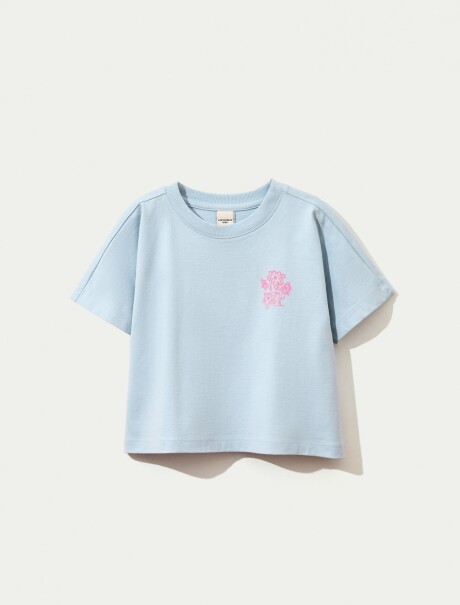 CAMISETA INFANTIL MANGA CORTA CON ESTAMPAS CELESTE