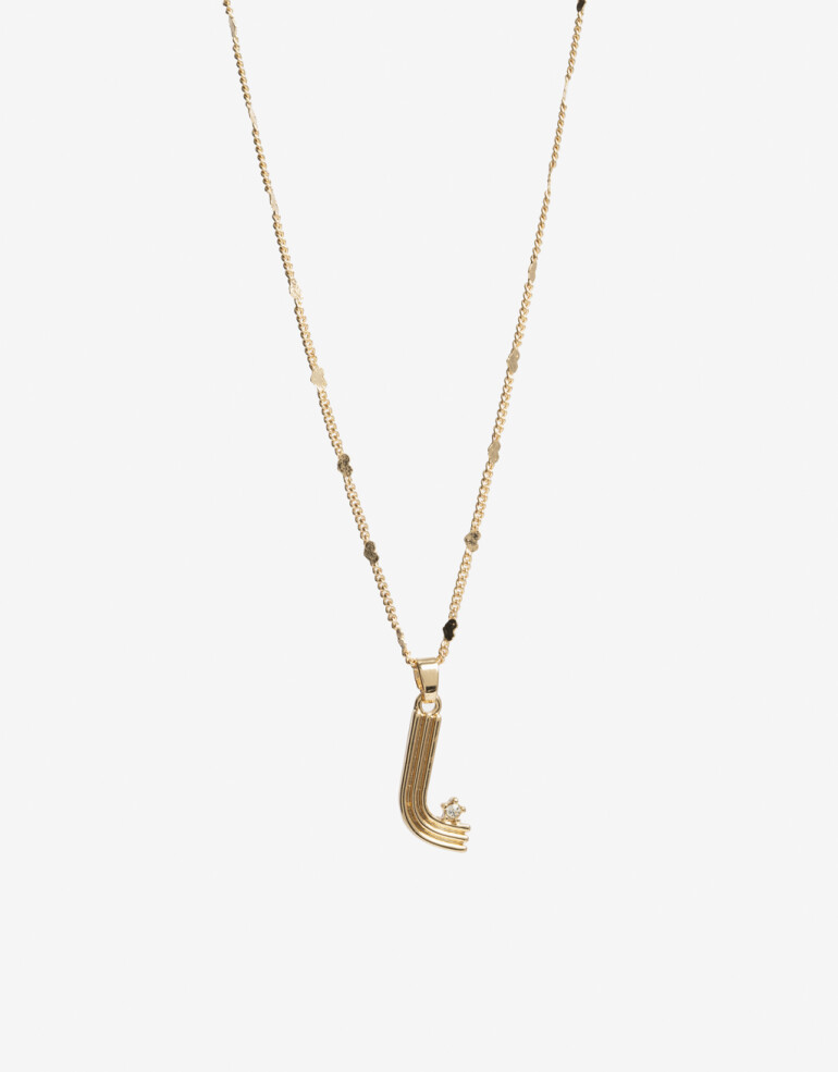 Cadena Corta con Dije Letras Collar Con Dije Inicial Letra "l" - Dorado
