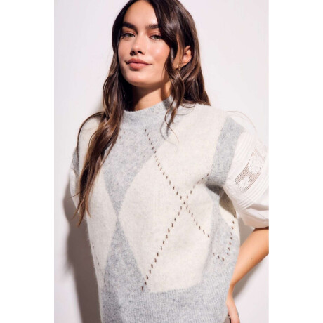 Chaleco Rombos Gris Melange