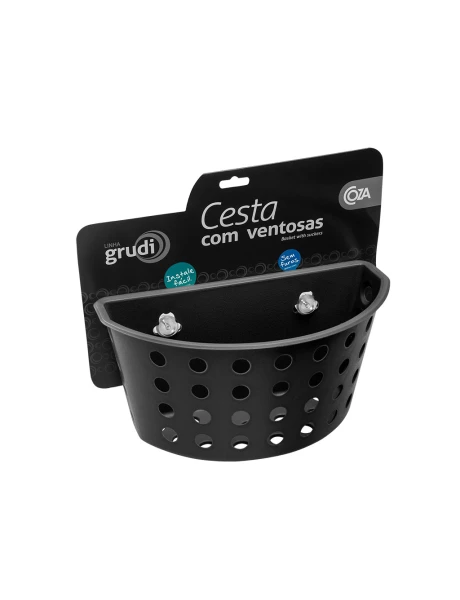 CESTO PLASTICO DE PARED C/VENTOSA NEGRO COZA CESTO PLASTICO DE PARED C/VENTOSA NEGRO COZA