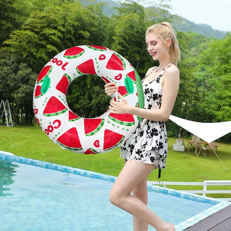 Flotador Redondo 100cm con Agarraderas – Diversión Segura en el Agua Fresa