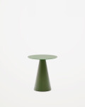 Mesa auxiliar Wilshire cristal templado glaseado y acero acabado pintado verde mate Ø50cm