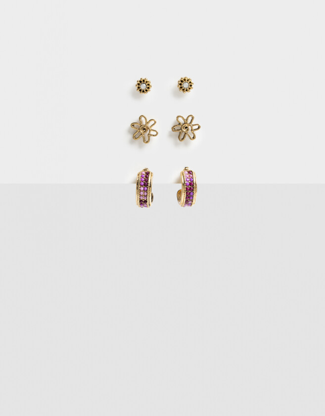 Aros Sets Piedra Aros Sets De Metal - Dorado