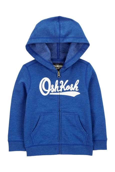 Campera de algodón, con capucha y logo, azul. Talles 2-5T Sin color