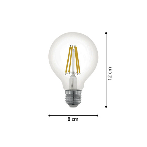 Lámpara LED globo transp. E27 4W cálida 806Lm Dimm EG5294