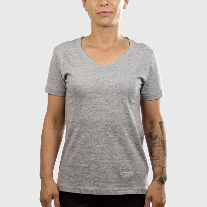 Diadora Dama Sport T-shirt Ladies V Neck-grey Gris