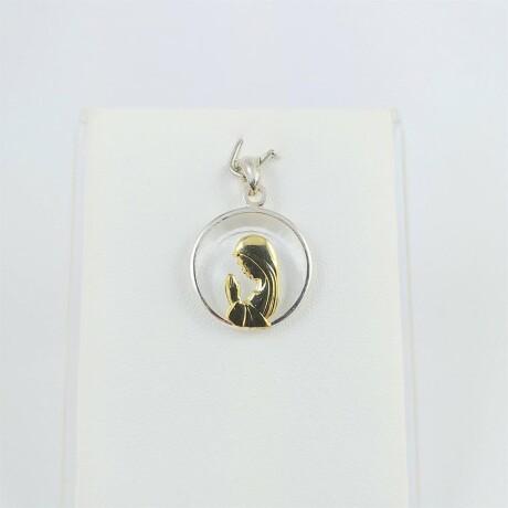 Medalla religiosa de plata 925 Virgen Niña cristal, detalles de double en oro 18Ktes, diámetro 17mm. Medalla religiosa de plata 925 Virgen Niña cristal, detalles de double en oro 18Ktes, diámetro 17mm.