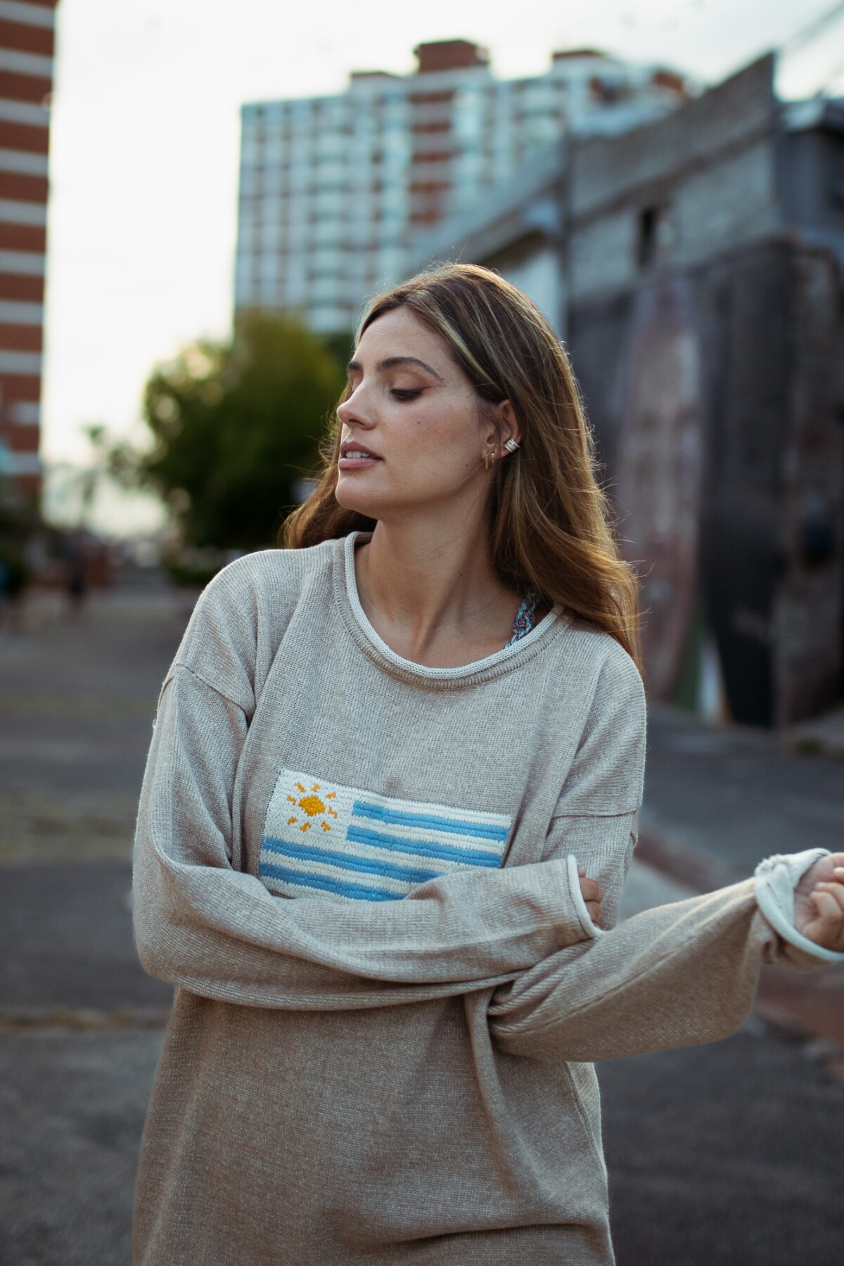 Sweater Flag Uruguay Beige