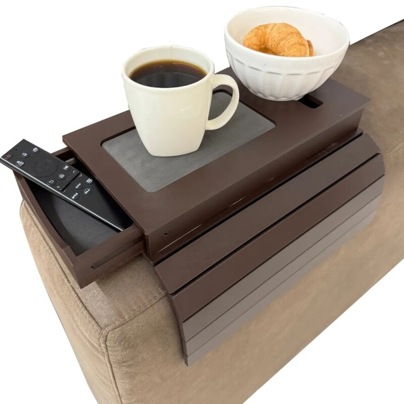 BANDEJA PARA SOFA CON CAJON Y PORTA VASO COLOR TABACO BANDEJA PARA SOFA CON CAJON Y PORTA VASO COLOR TABACO