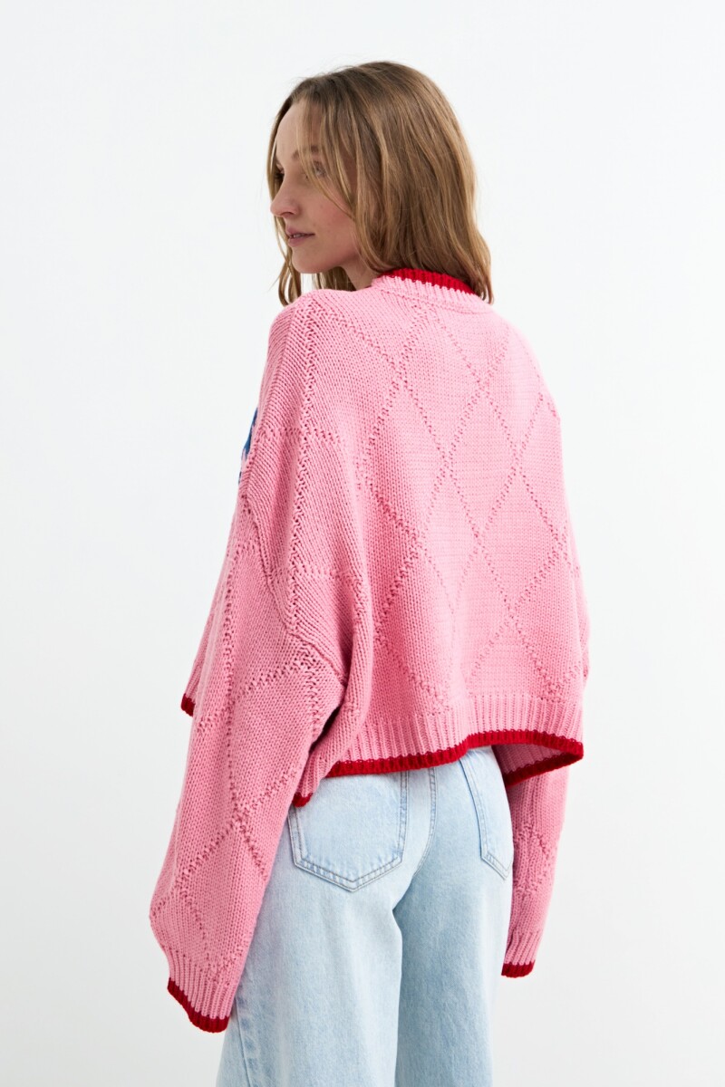 Sweater tejido jacquard peces ROSADO