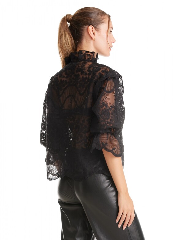 Blusa Tul Bordado NEGRO