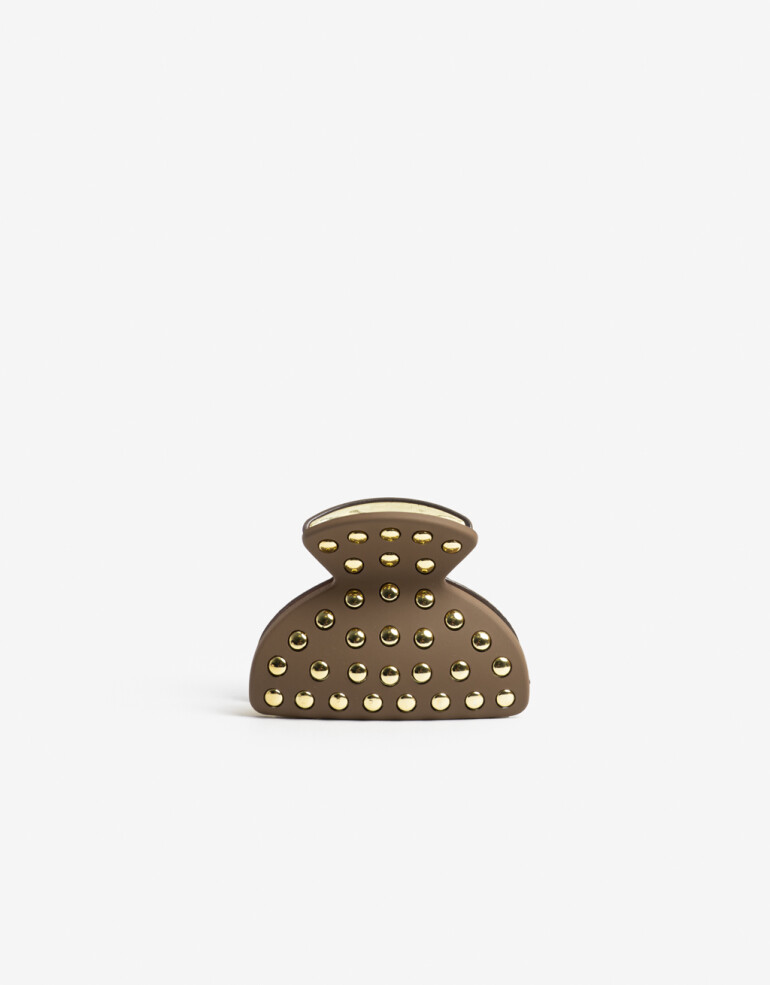 Broche Acrilico Broche De Acrilico Con Apliques Metalicos. - Marron Chocolate