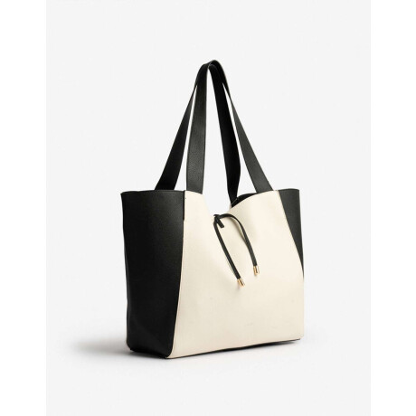 Shopper Con Bolso Combinacion Bicolor