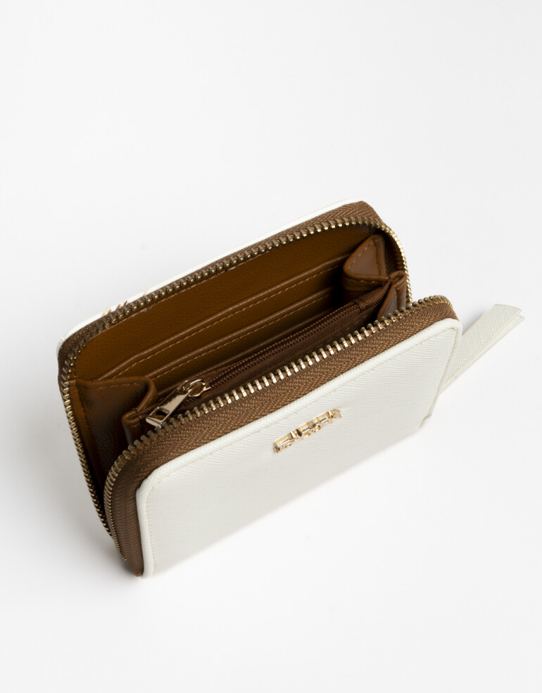 Billetera Zip Round Billetera Cuadrada Crudo - Blanco Crudo