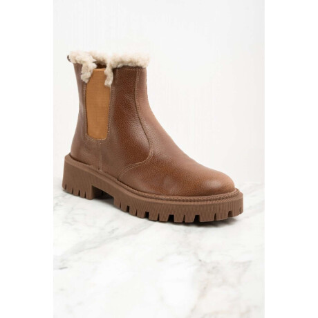 Bota Cuero Con Corderito Camel