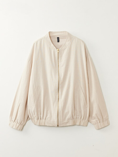 Bomber con lino Beige