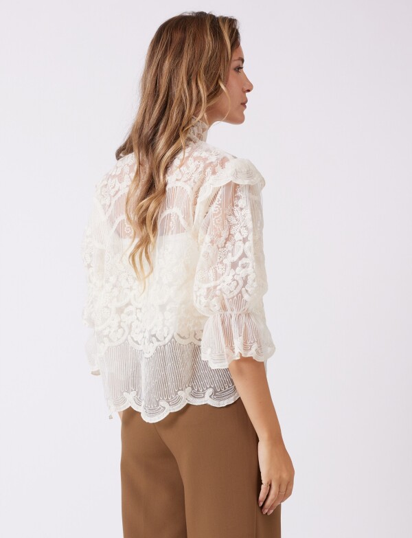 Blusa Tul Bordado BEIGE CLARO