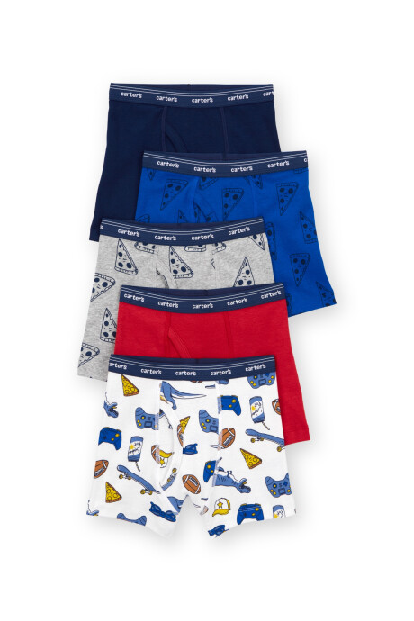 Pack cinco calzoncillos boxer de algodón, estampados Pack cinco calzoncillos boxer de algodón, estampados