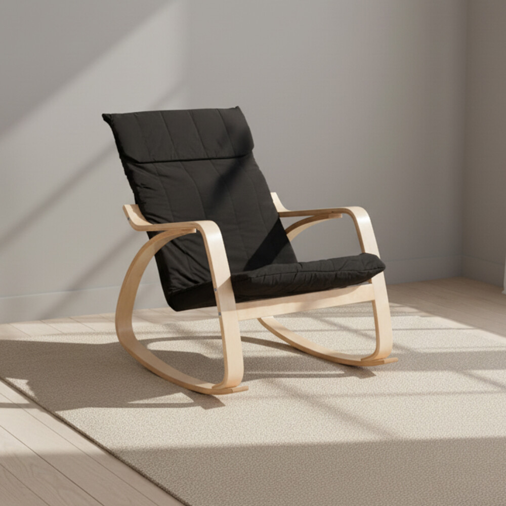 SILLA SILLÓN FLEX TELA-Y-MADERA NEGRO ROCKING