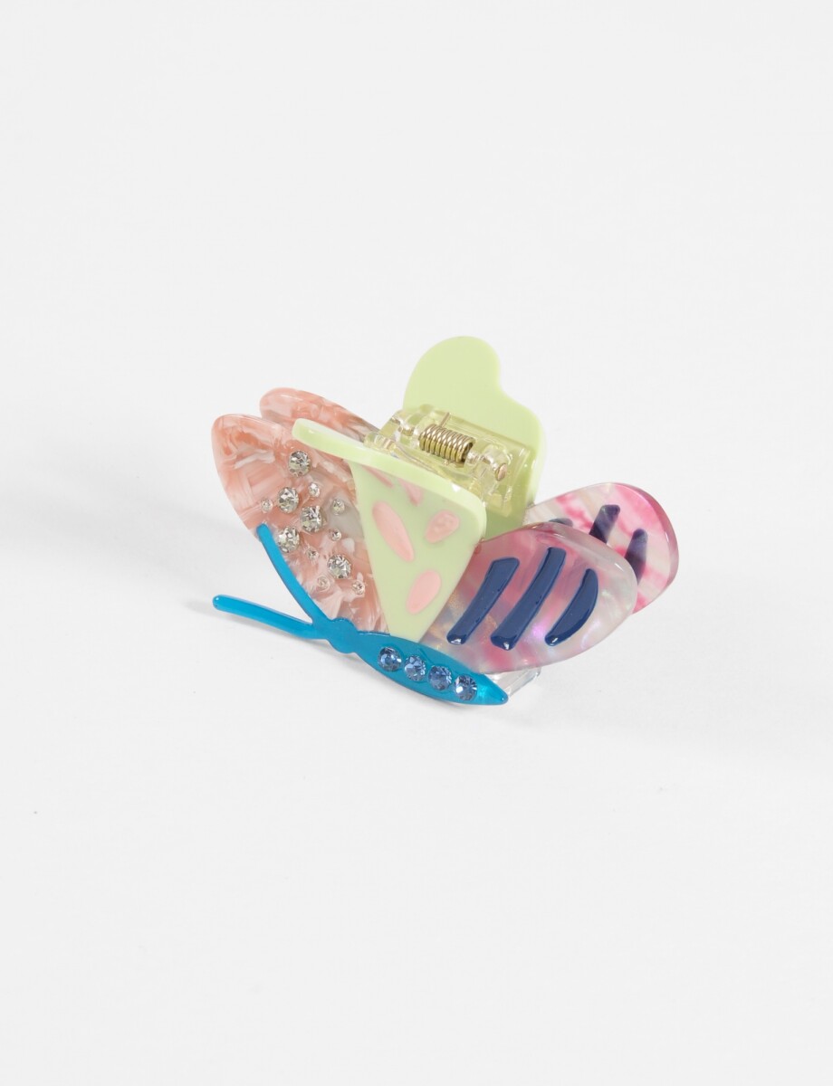 Broche mariposa acrílico strass - multicolor 