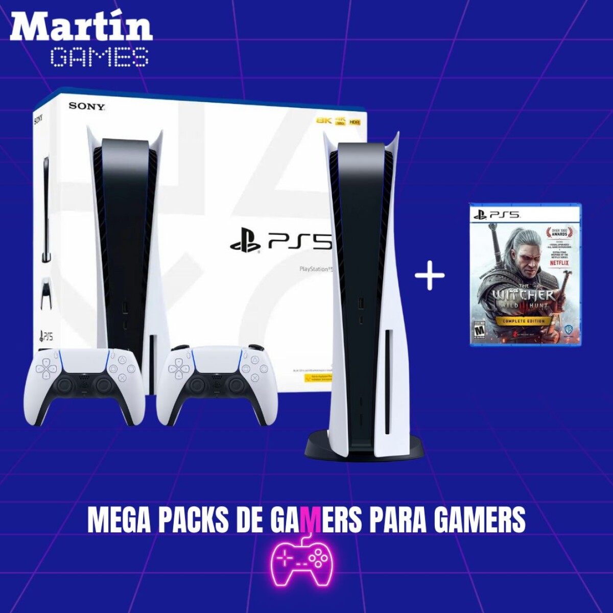PS5 0KM CON LECTORA + THE WITCHER 3 + JOYSTICK EXTRA 