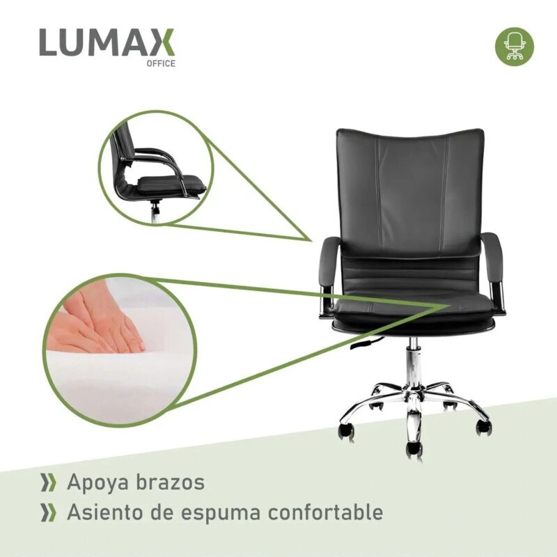 Silla de Escritorio Oficina Giratoria Lumax Donna en EcoCuero Negro