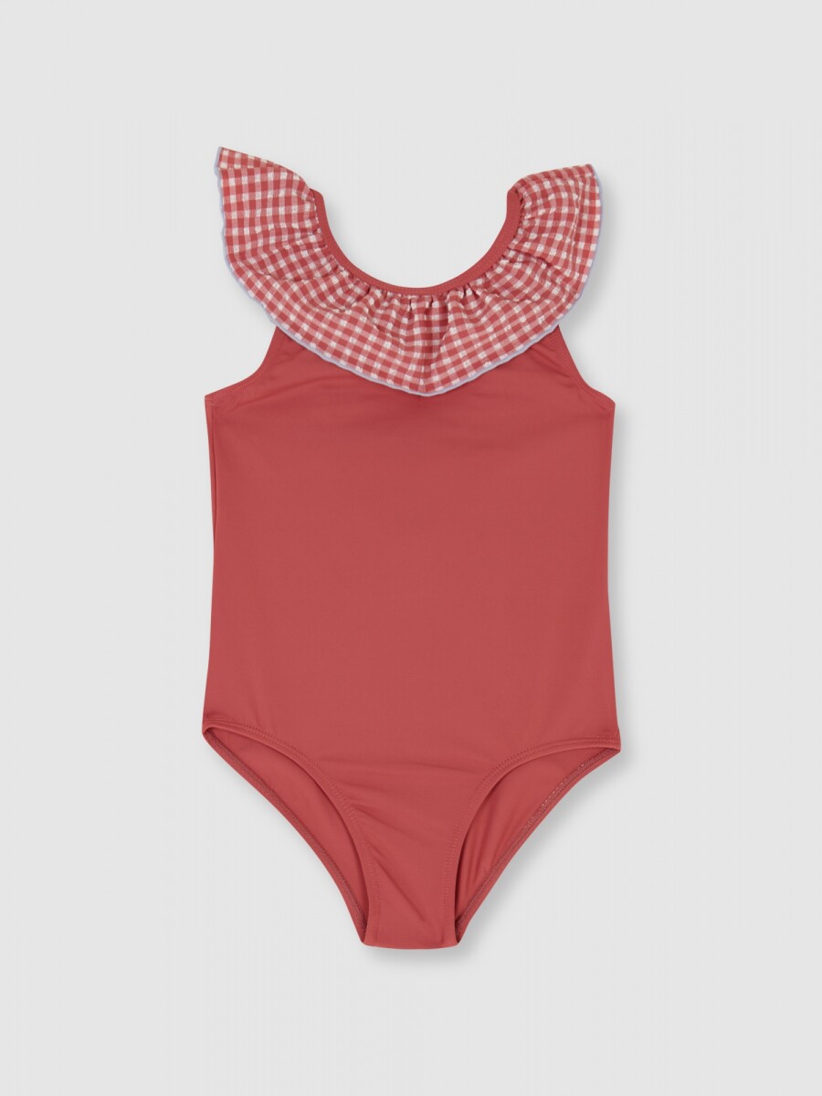 Bañador Con Volante Rosa