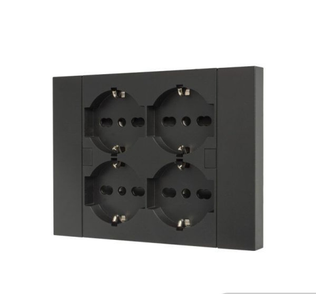 PLACA DE 4 TOMAS SCHUKO 2P+T QUADRA NEGRO. MOLVENO 