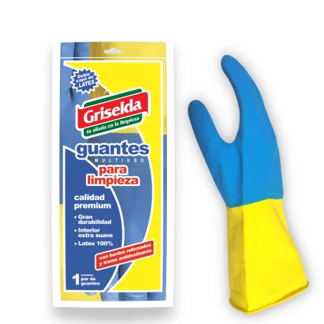 GUANTES DE GOMA GRISELDA BICOLOR TALLE L GUANTES DE GOMA GRISELDA BICOLOR TALLE L