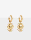 Aros Argollas Metal Argollas Con Dije De Sol - Dorado Oro Amarillo