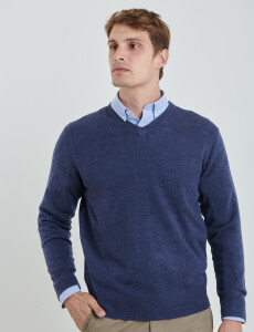 470313 SWEATER V HARRINGTON URBAN Azul Melange