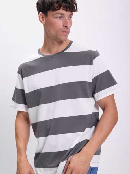 Remera rayas Gris Oscuro