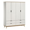 Ropero 4 Puertas 4 Cajones - Línea Nórdica Roble/Blanco