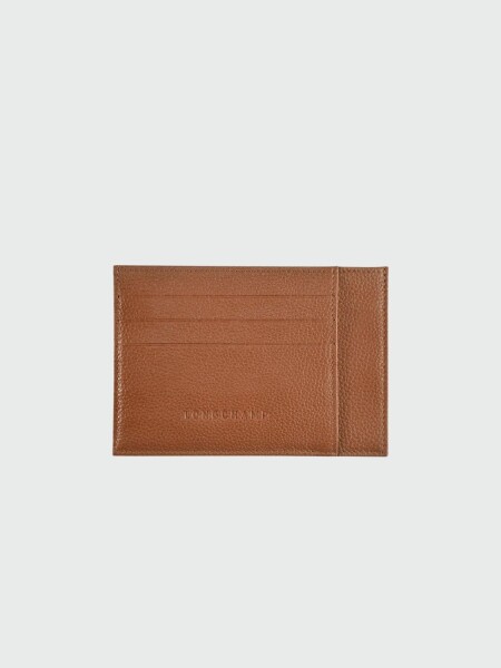 Longchamp -Tarjetero de cuero, Le Foulonné Camel